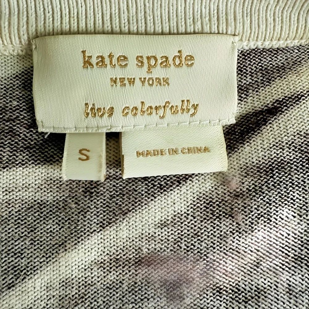Kate Spade New York W’s Brown Zebra Print Cardigan Sweater S Beaded Embellished